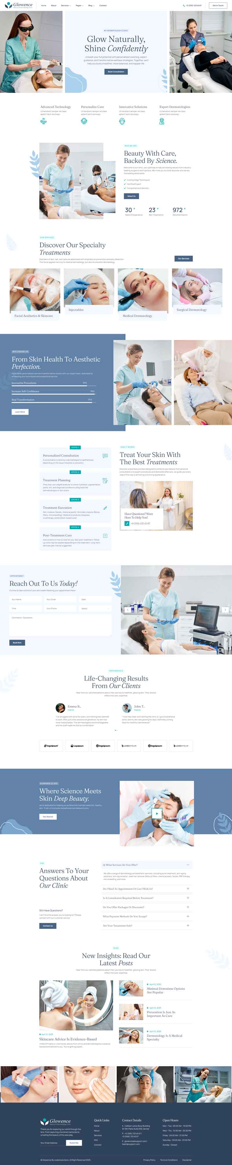 Home — Glowence - Beauty Clinic & Dermatology Elementor Template