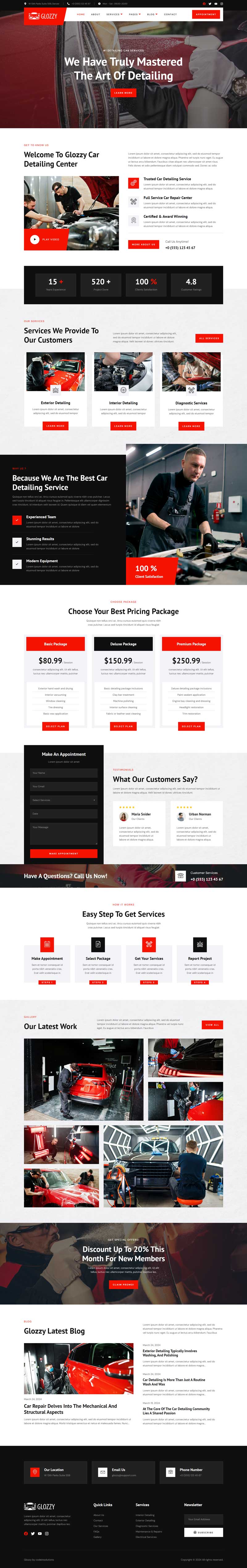Home — Glozzy - Car Detailing & Repair Service Elementor Template
