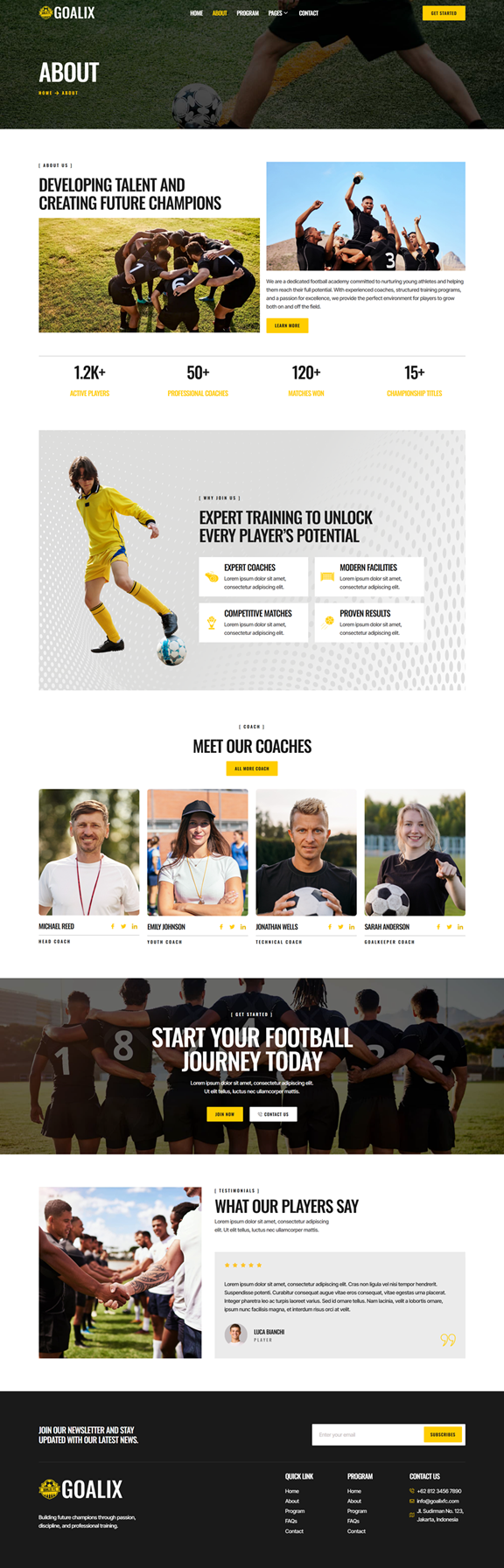 About — Goalix - Football Team & Sports Academy Elementor Template