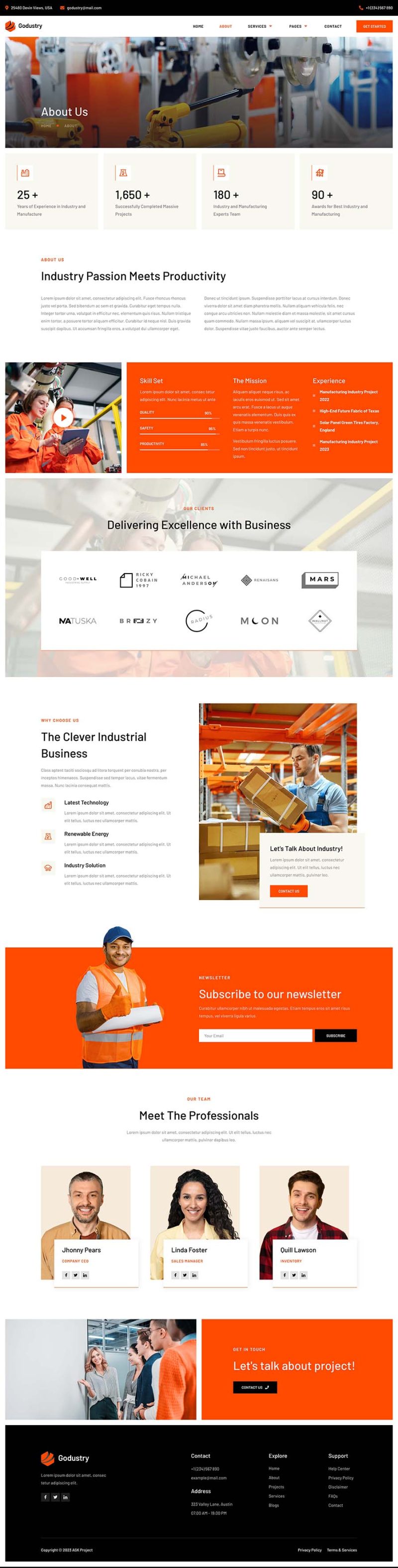 About — Godustry - Industry & Manufacturing Elementor Template