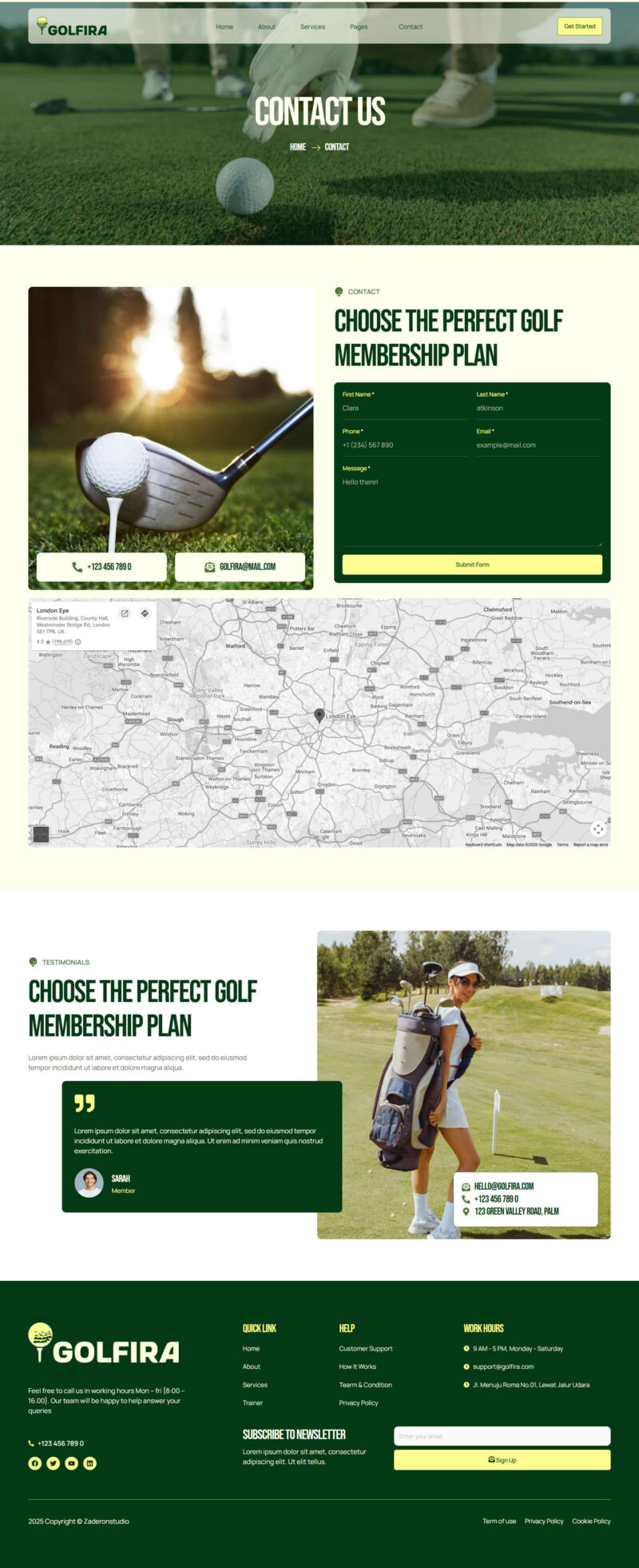 Contact Us — Golfira - Golf Club & Course Elementor Template