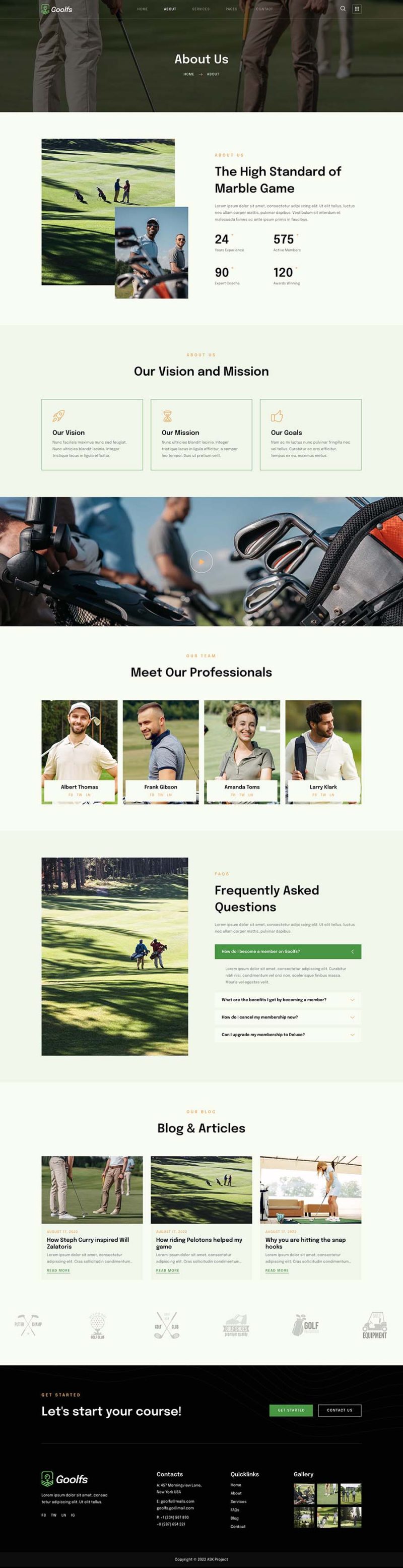 About — Goolfs - Golf Course & Club Elementor Template