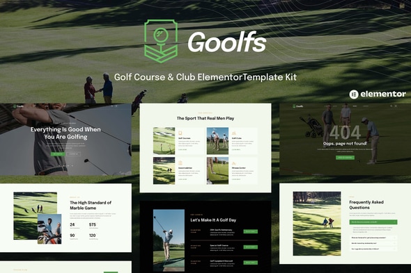 Goolfs - Golf Course & Club Elementor Template — Elementor template kit cover