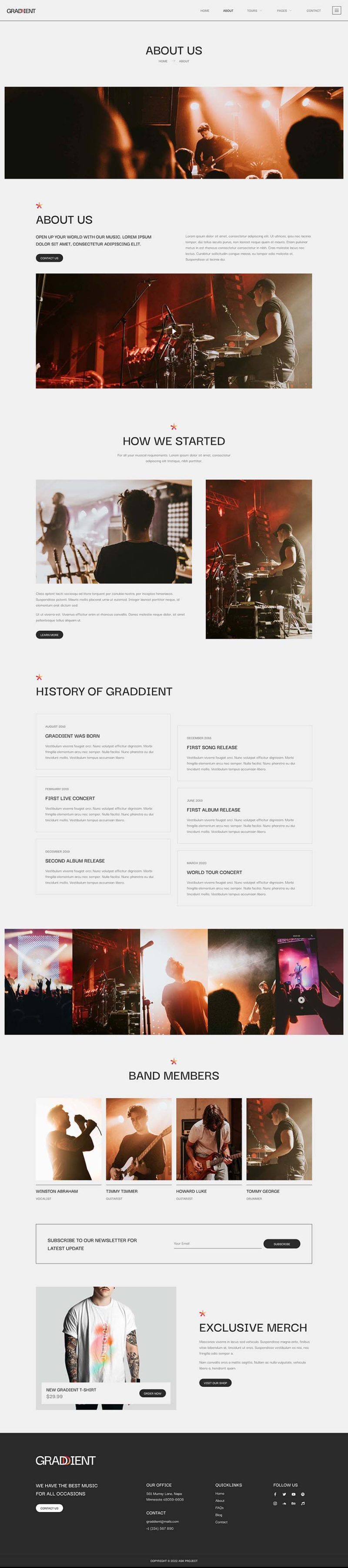 About — Graddient - Music Band & Musician Elementor Template