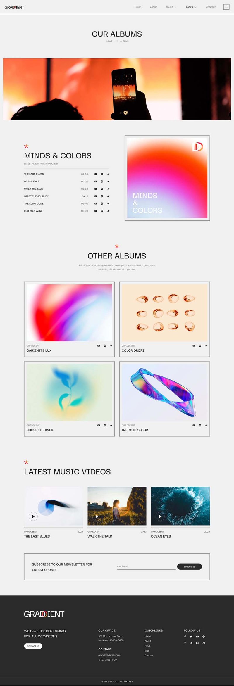 Album — Graddient - Music Band & Musician Elementor Template