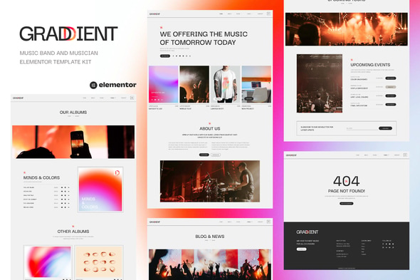 Graddient - Music Band & Musician Elementor Template — Elementor template kit cover