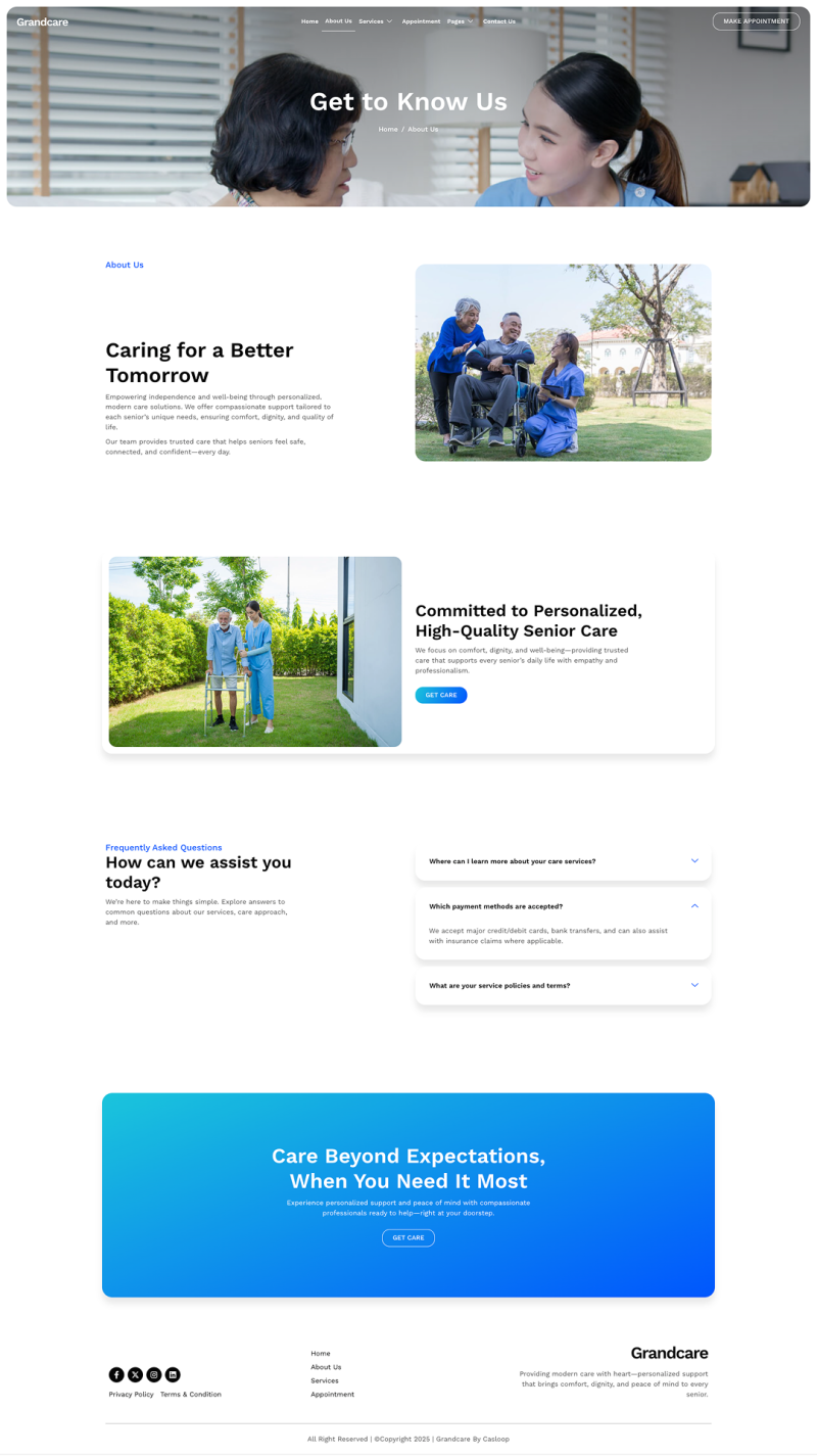 About Us — Grandcare - Residential Care Elementor Template