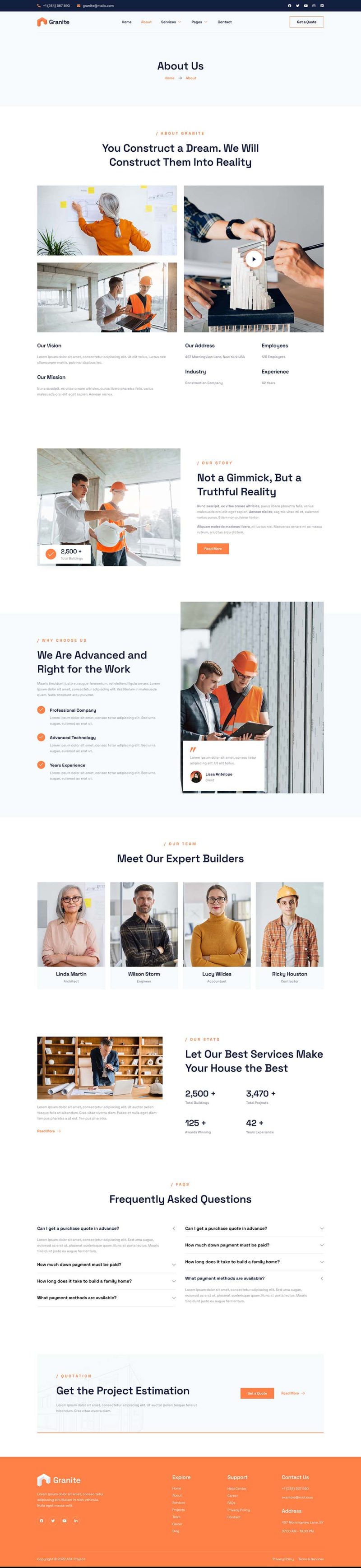 About — Granite - Construction & Building Company Elementor Template
