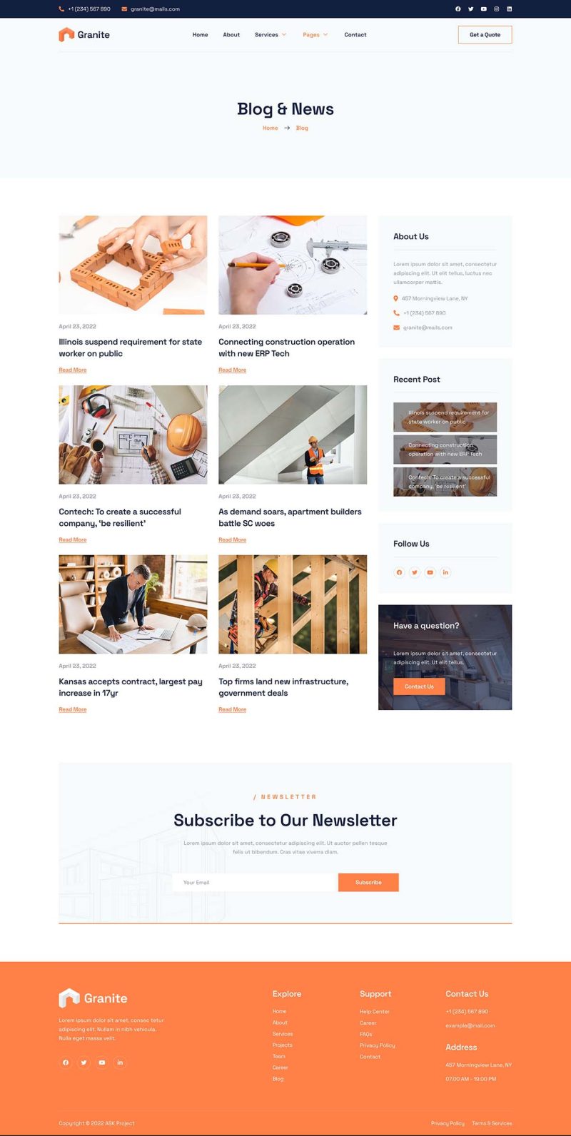 Blog — Granite - Construction & Building Company Elementor Template