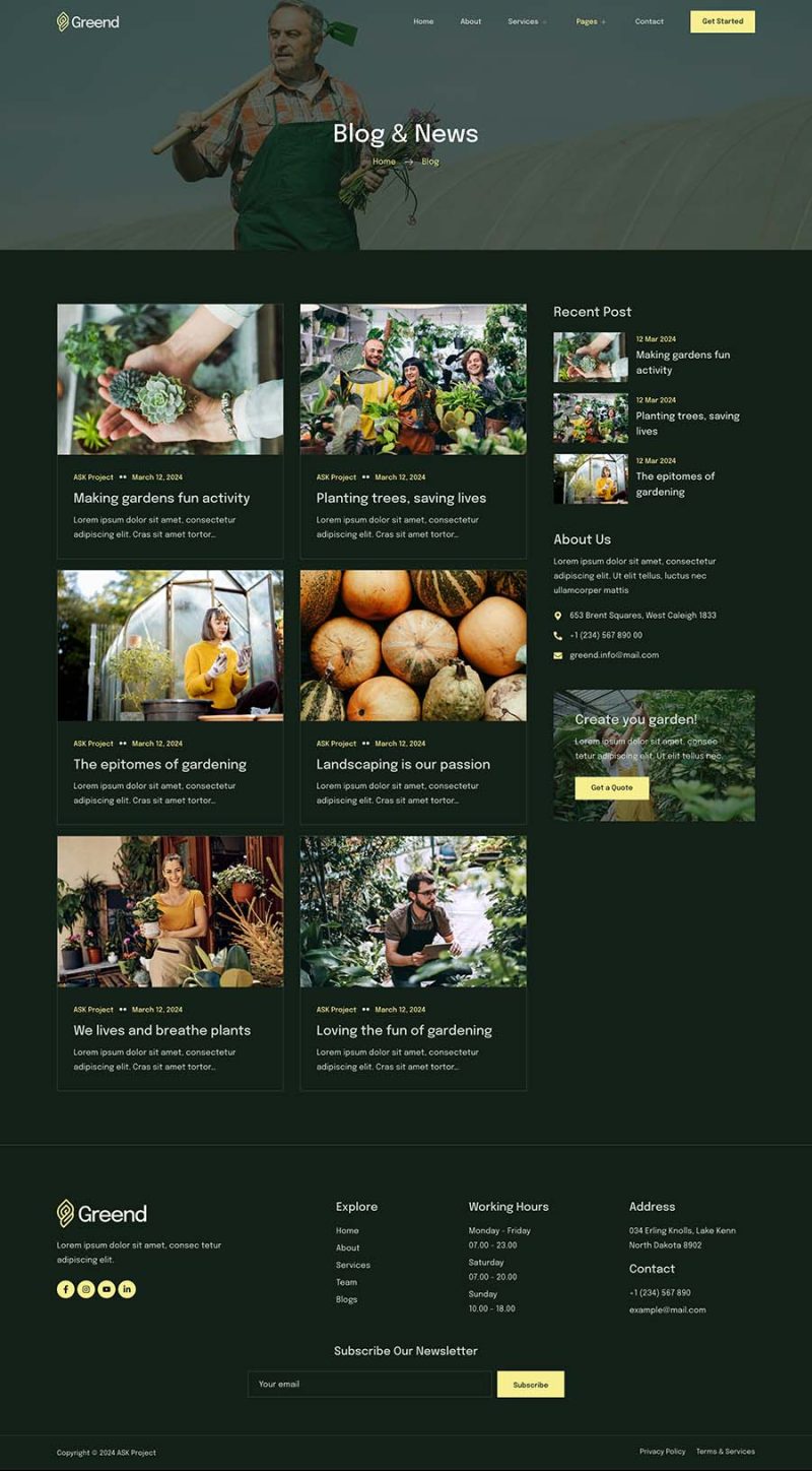 Blog — Greend - Gardening & Landscape Service Elementor Template