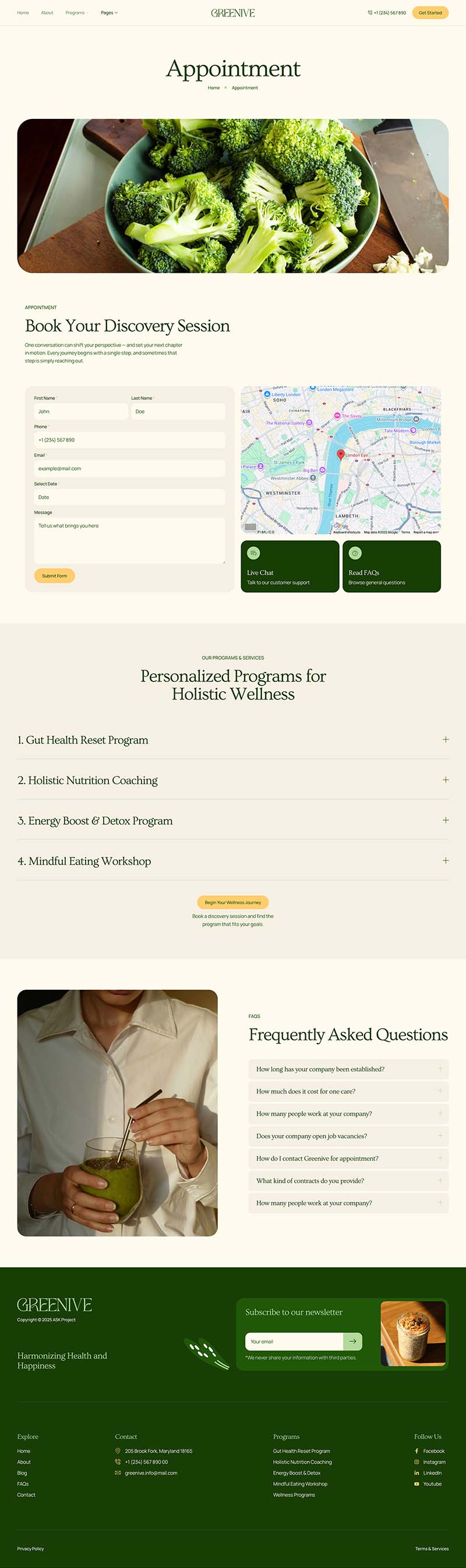 Appointment — Greenive - Holistic Nutritionist & Gut Health Elementor Template