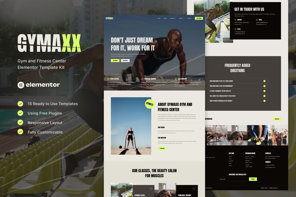 Gymaxx - Gym & Fitness Center Elementor Template — Elementor template kit cover
