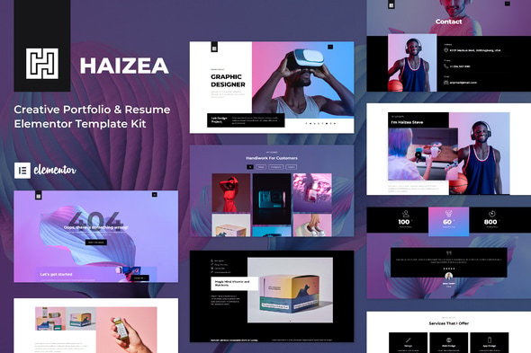 Haizea - Creative Portfolio & Resume Elementor Template — Elementor template kit cover