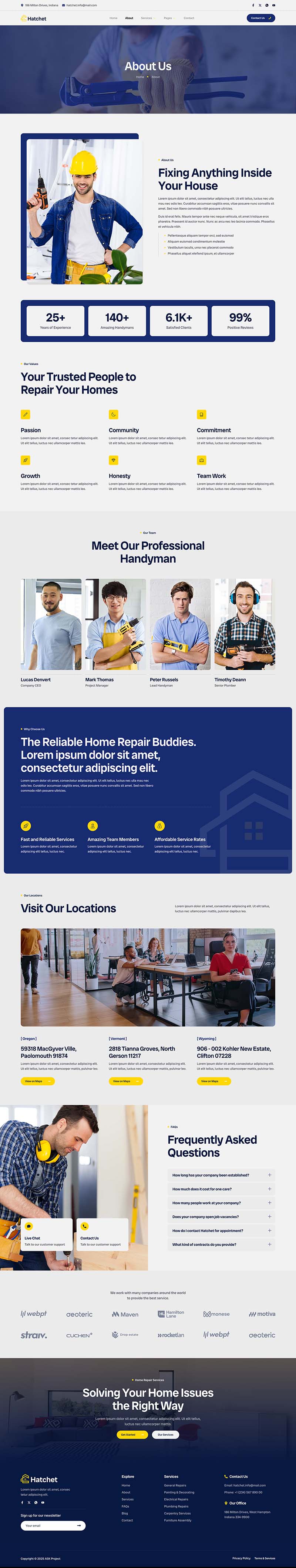 About — Hatchet - Home Repair & Maintenance Elementor Template
