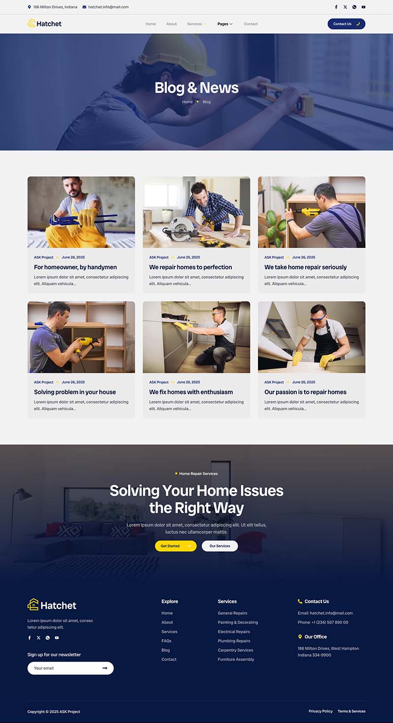 Blog — Hatchet - Home Repair & Maintenance Elementor Template