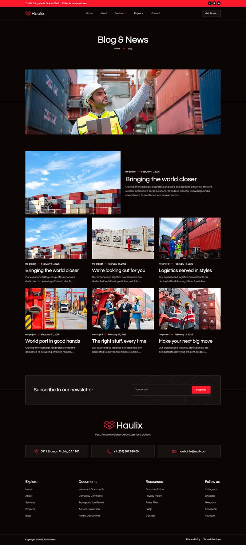 Blog — Haulix - Cargo & Logistic Services Elementor Template