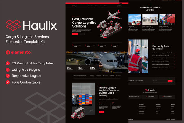 Haulix - Cargo & Logistic Services Elementor Template — Elementor template kit cover