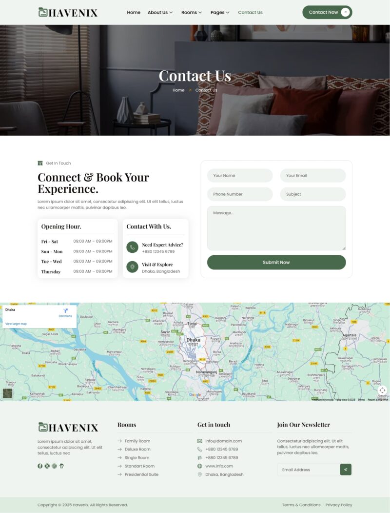 Contact US — Havenix - Hotel & Resort Elementor Template