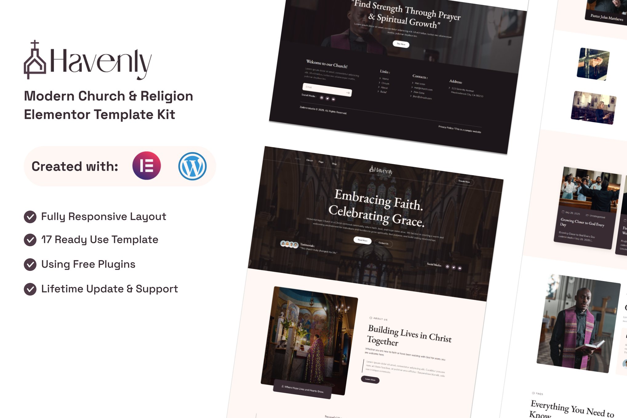 Havenly - Modern Church & Religion Elementor Template — Elementor template kit cover