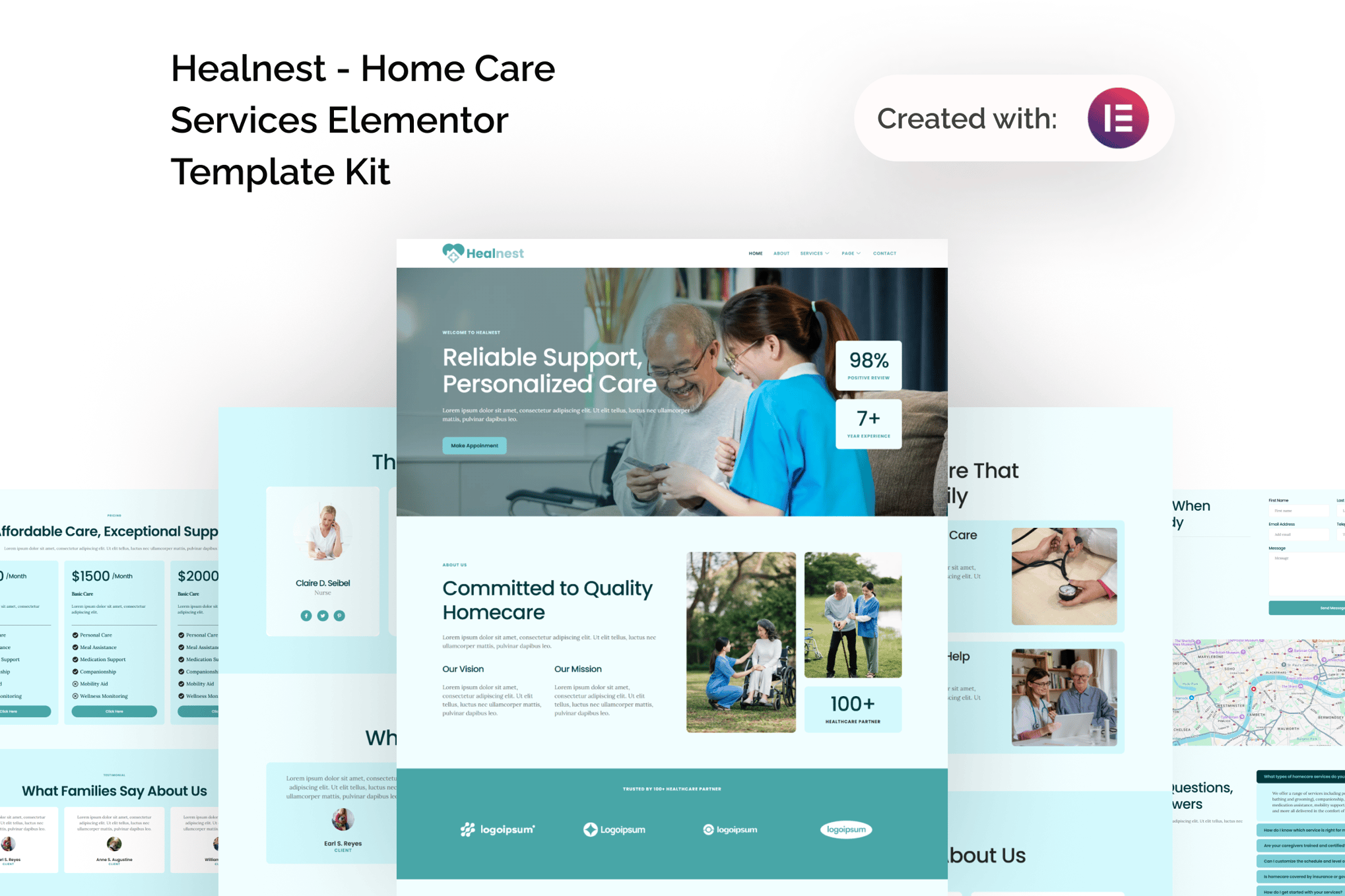 Healnest - Home Care Services Elementor Template — Elementor template kit cover