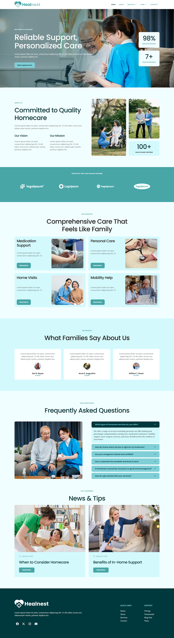 Home — Healnest - Home Care Services Elementor Template