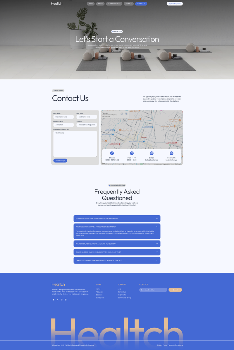 Contact Us — Healtch - Modern Health & Wellness Elementor Template