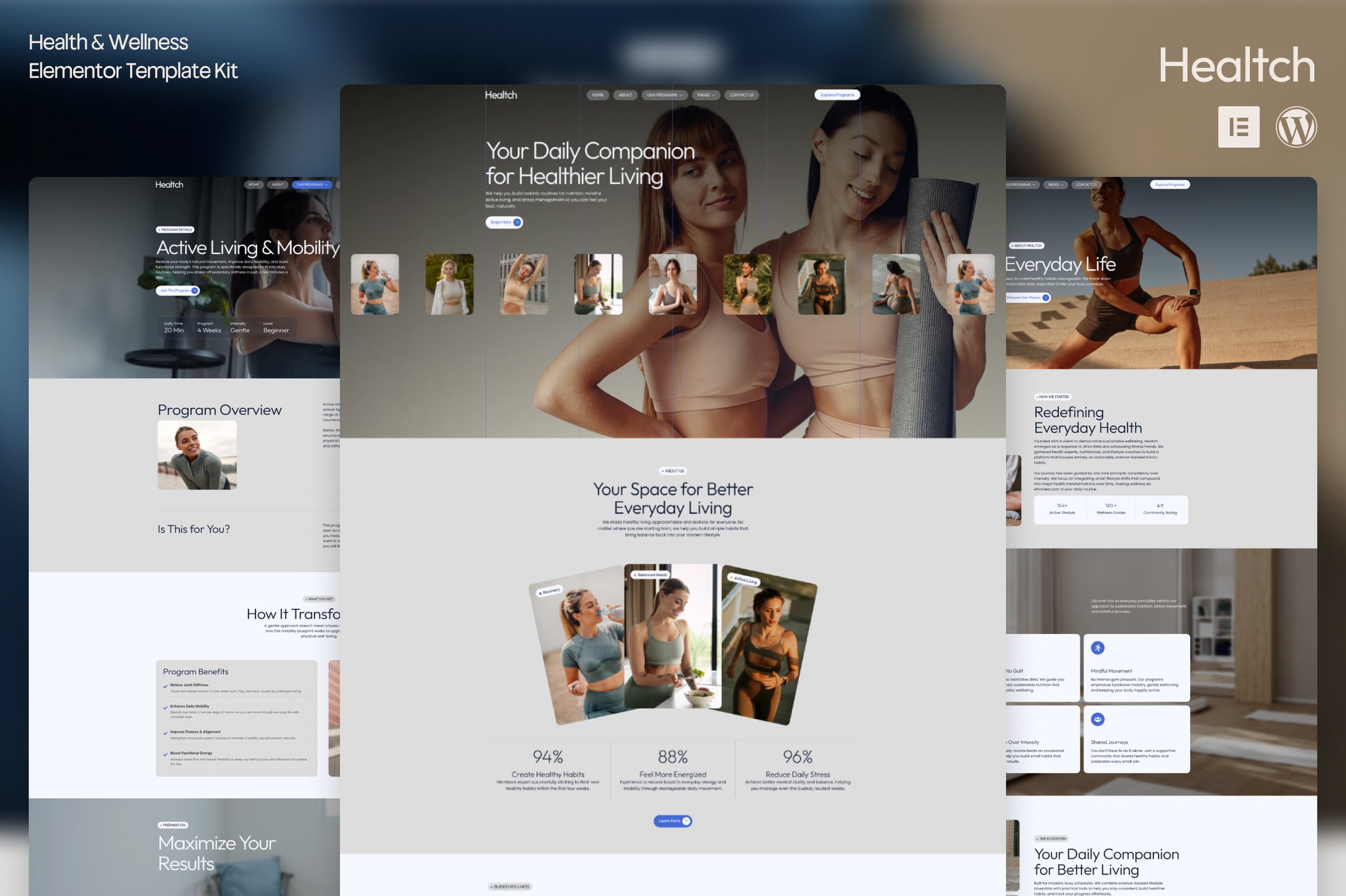 Healtch - Modern Health & Wellness Elementor Template — Elementor template kit cover