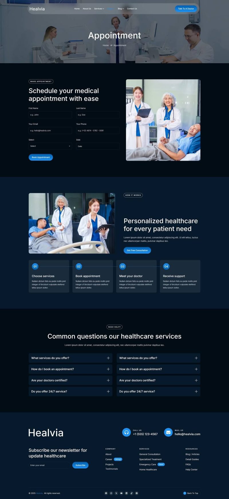 Appointment — Healvia - Healthcare & Medical Services Elementor Template