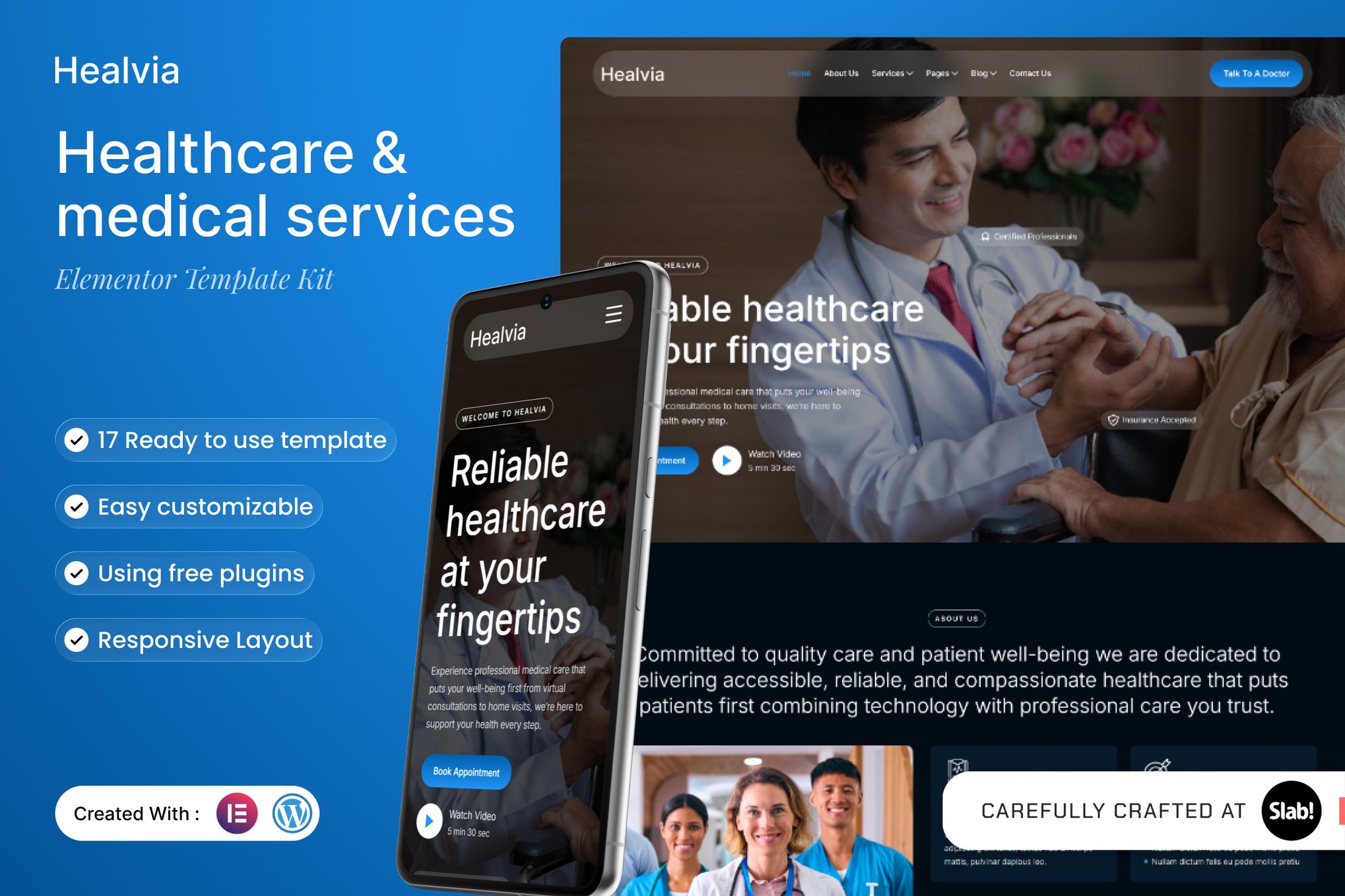 Healvia - Healthcare & Medical Services Elementor Template — Elementor template kit cover