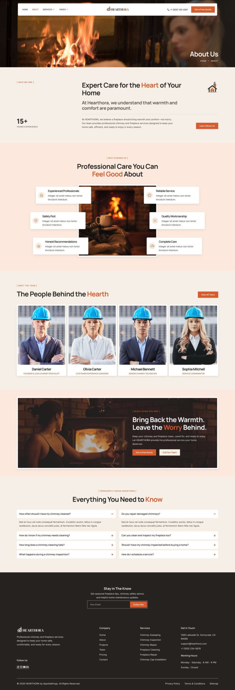 About — Hearthora - Chimney & Fireplace Services Elementor Template