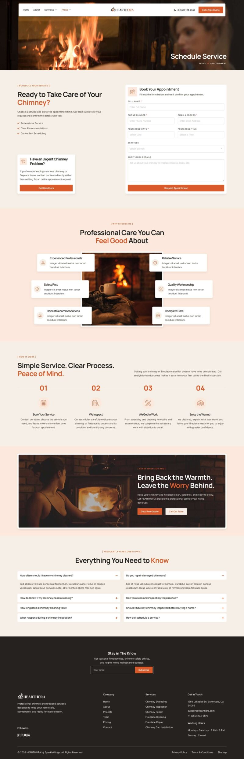 Apointment — Hearthora - Chimney & Fireplace Services Elementor Template