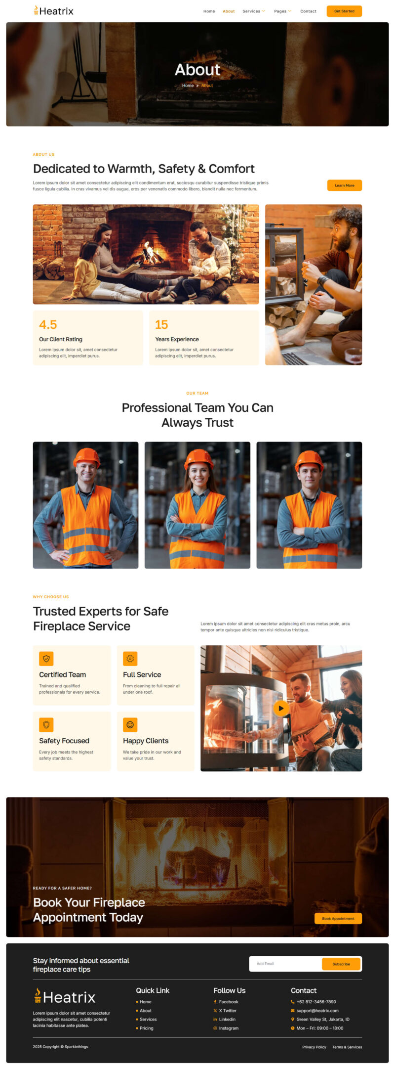 About — Heatrix - Fireplace & Chimney Services Elementor Template