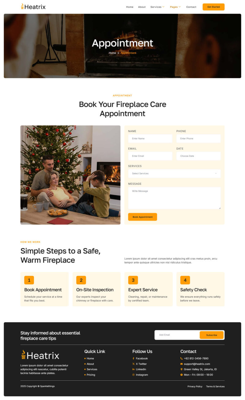 Appointment — Heatrix - Fireplace & Chimney Services Elementor Template