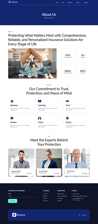 About — Herance - Insurance Company Elementor Template