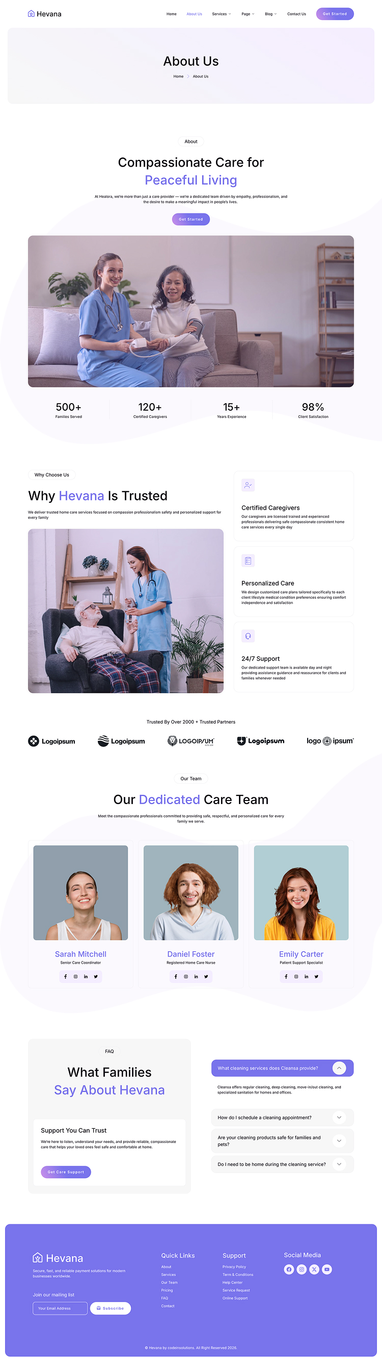 About Us — Hevana - Home Care Services Elementor Template