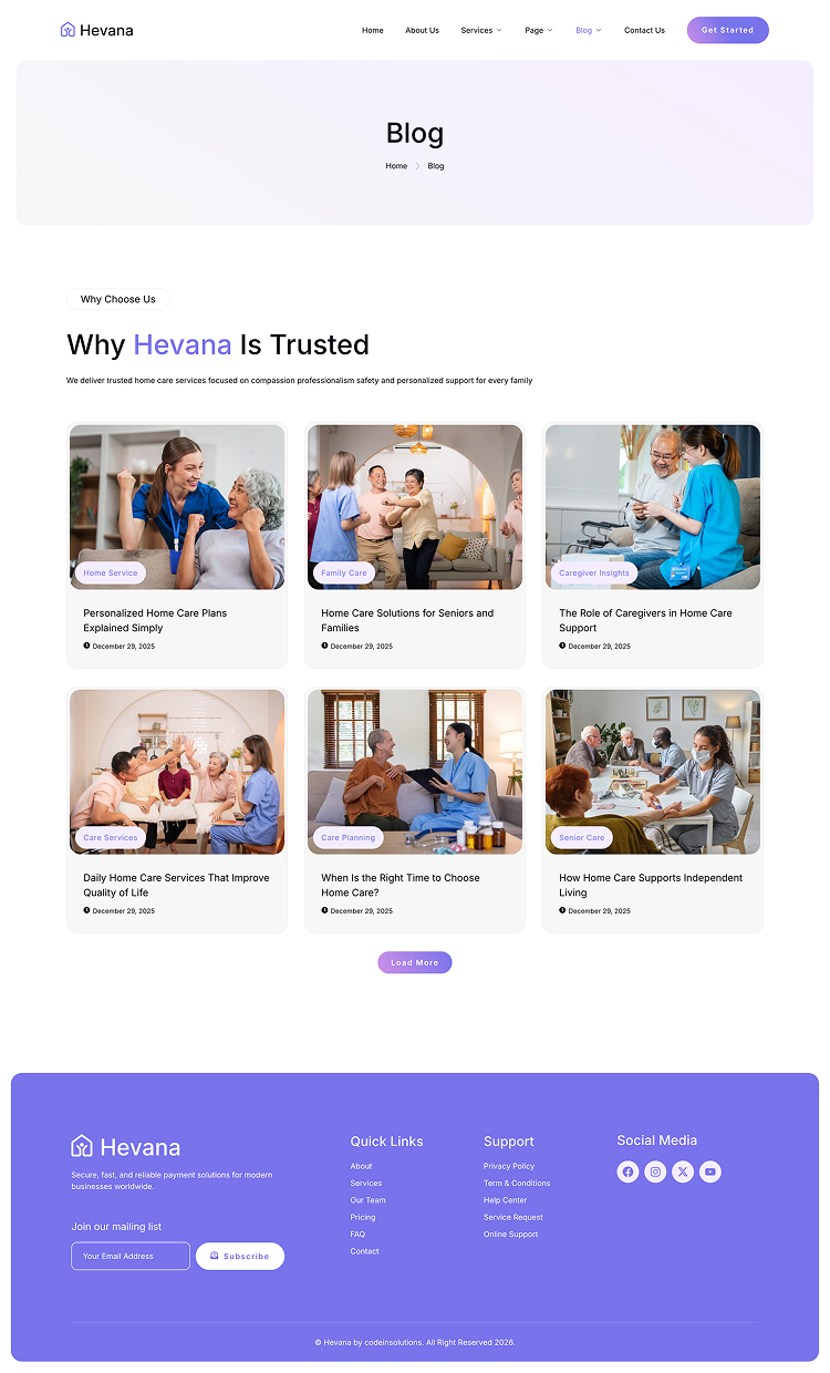 Blog — Hevana - Home Care Services Elementor Template