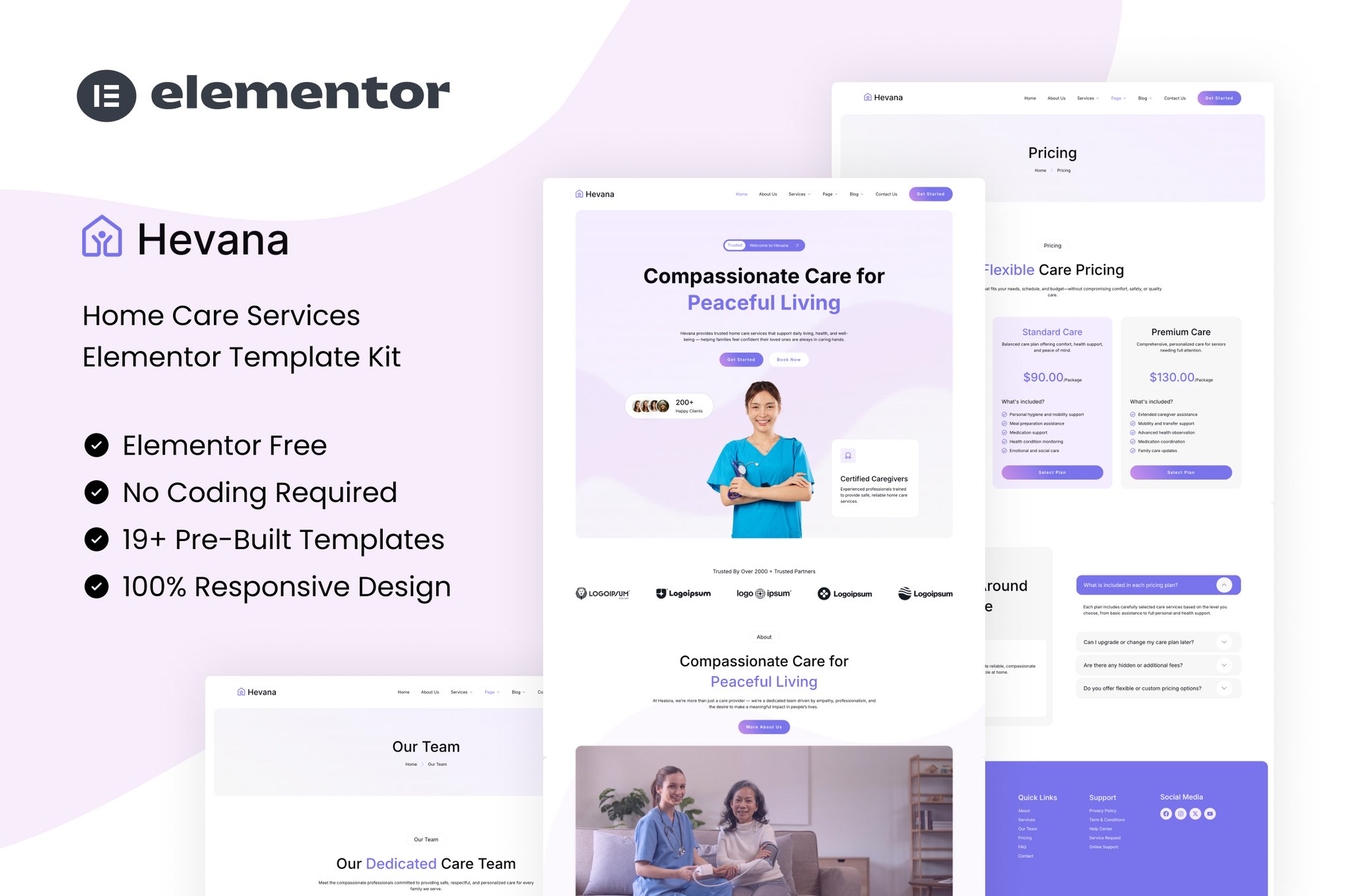 Hevana - Home Care Services Elementor Template — Elementor template kit cover