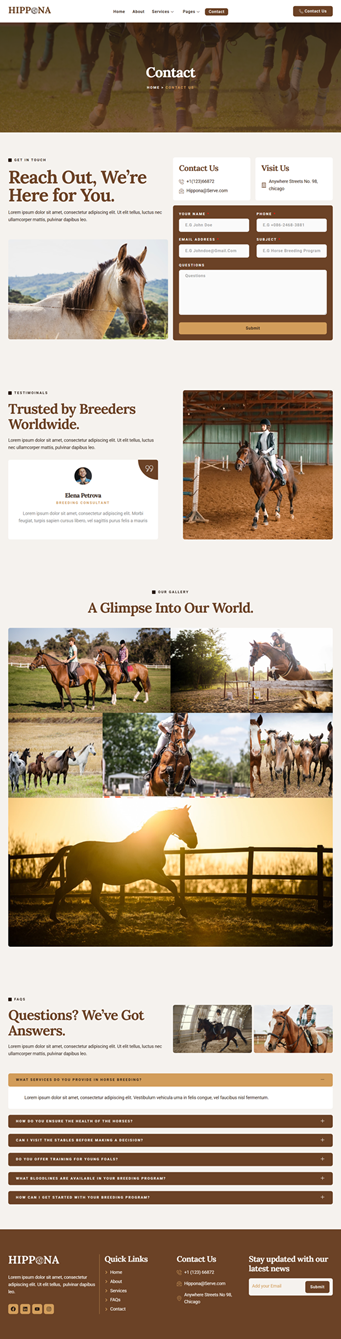 Contact — Hippona - Horse Breeding Business Elementor Template