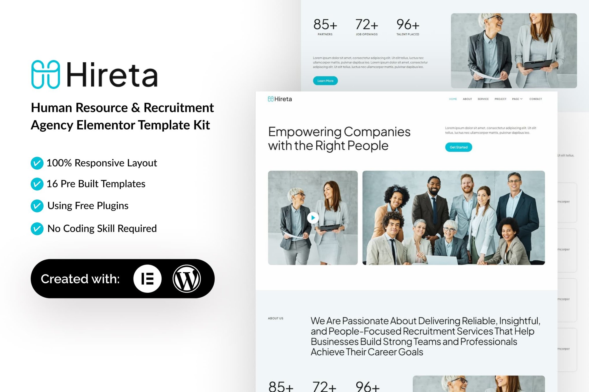 Hireta - Human Resource & Recruitment Agency Elementor Template — Elementor template kit cover