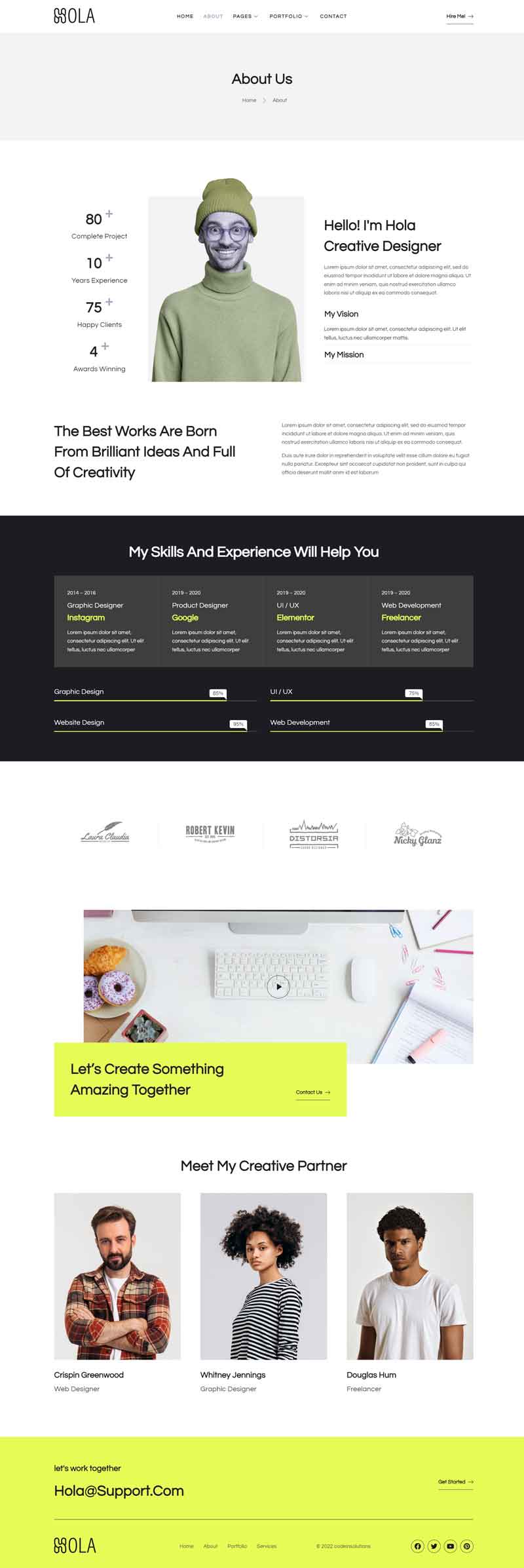 About — Hola - Personal Portfolio Elementor Template