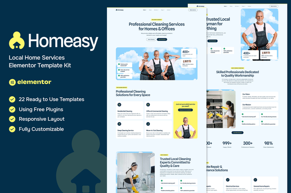 Homeasy - Local Home Services Elementor Template — Elementor template kit cover