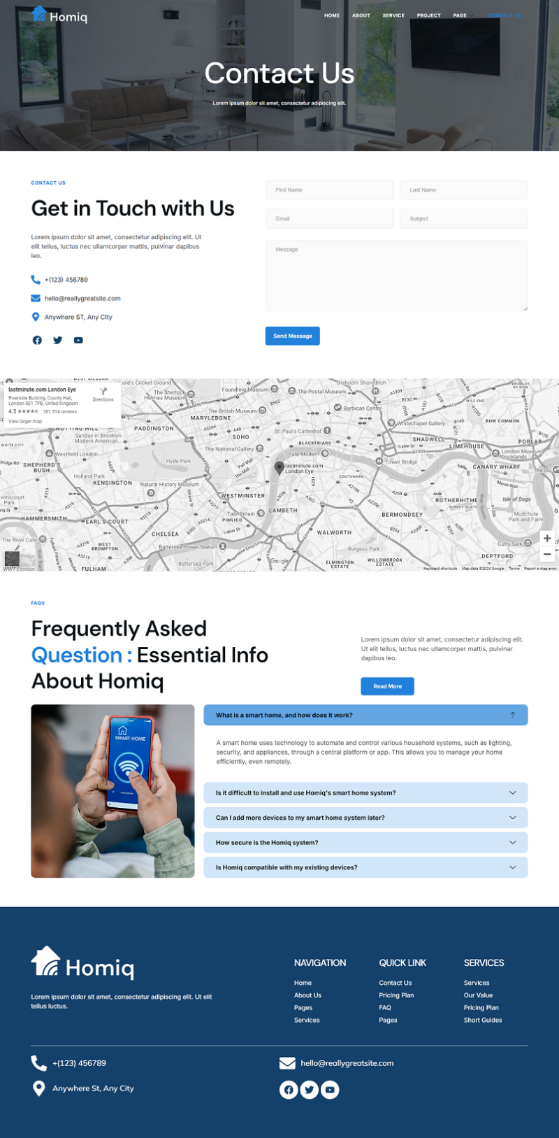 Contact Us — Homiq - Smart Home Elementor Template