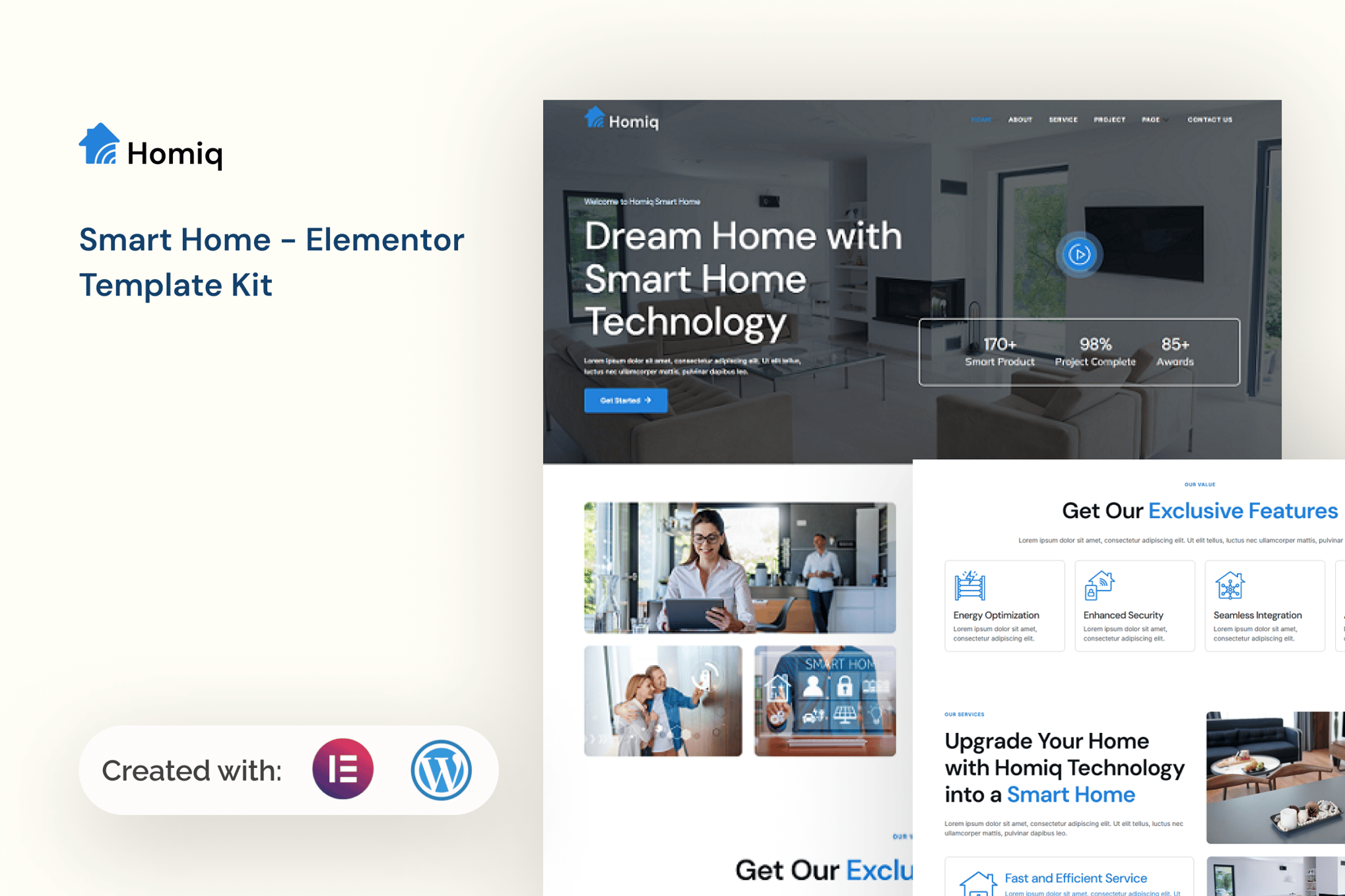 Homiq - Smart Home Elementor Template — Elementor template kit cover