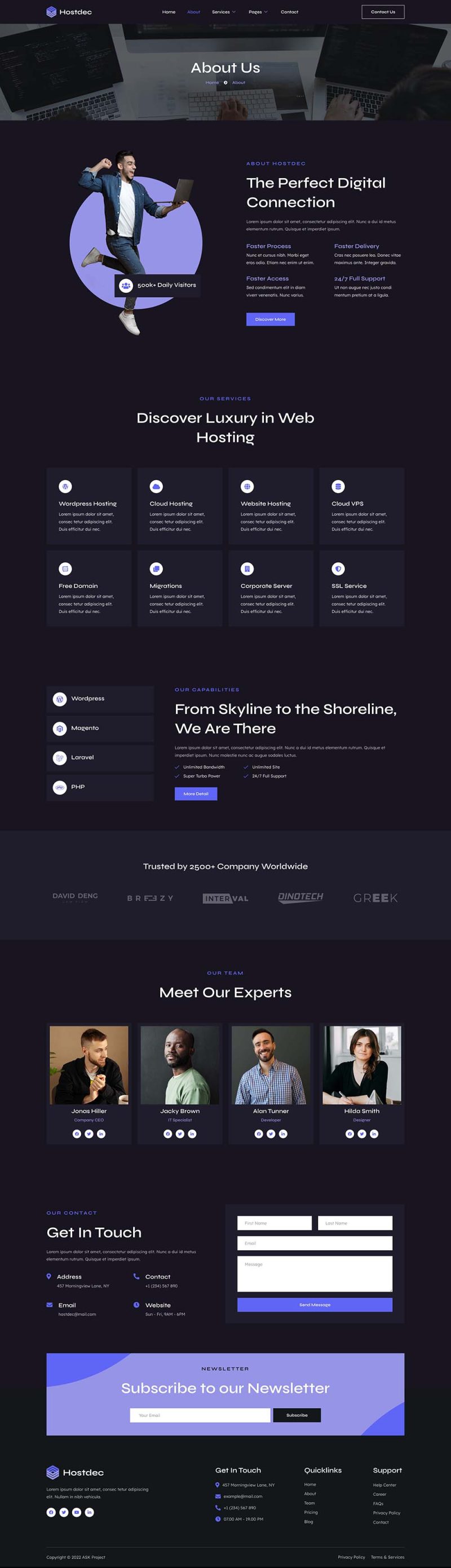 About — Hostdec - Website Hosting Services Elementor Template