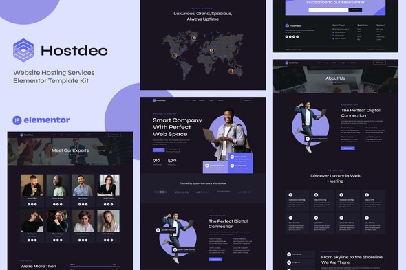 Hostdec - Website Hosting Services Elementor Template — Elementor template kit cover