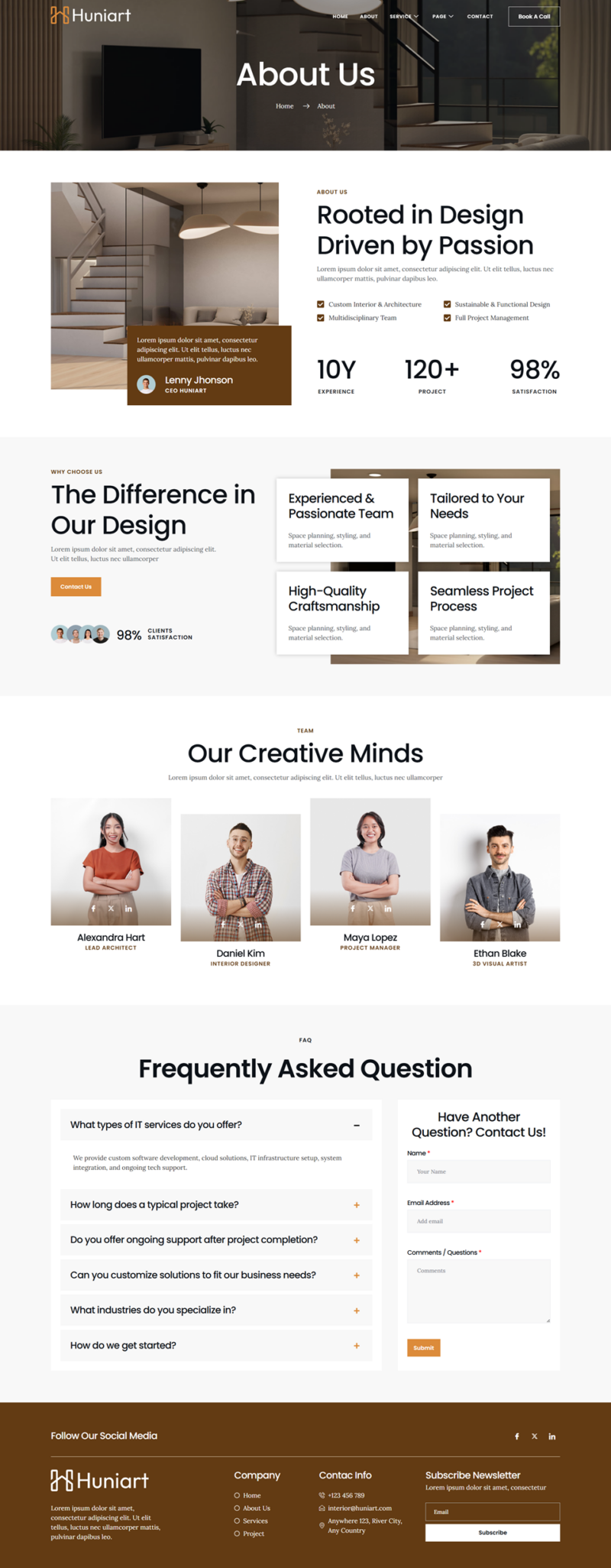 About — Huniart - Interior Design Service Elementor Template
