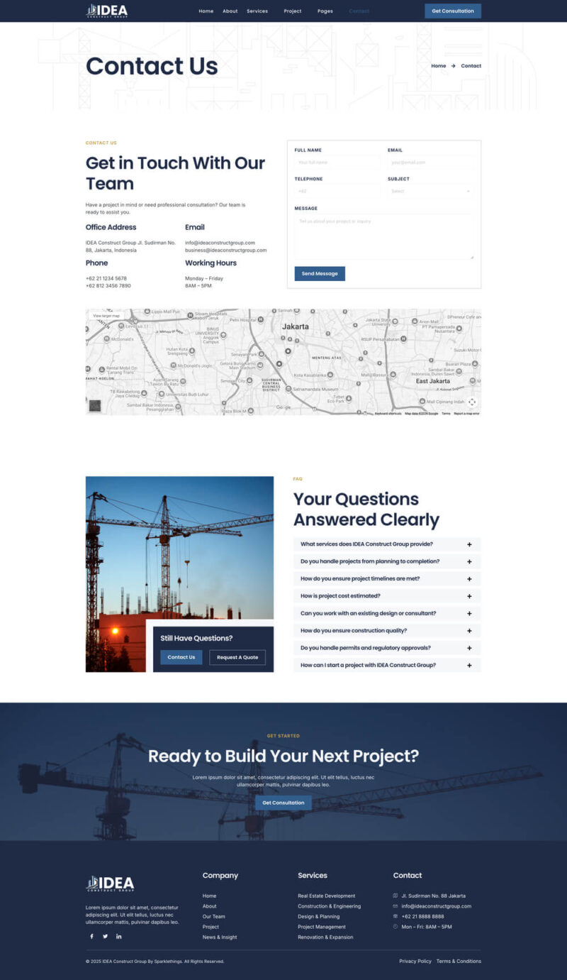 Contact — Idea - Real Estate & Construction Group Elementor Template