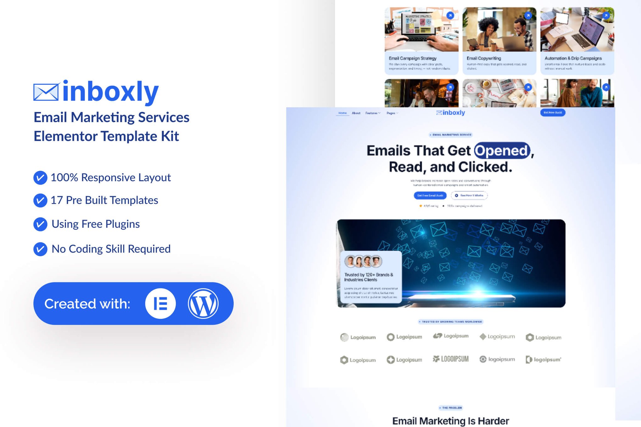 Inboxly - Email Marketing Services Elementor Template — Elementor template kit cover