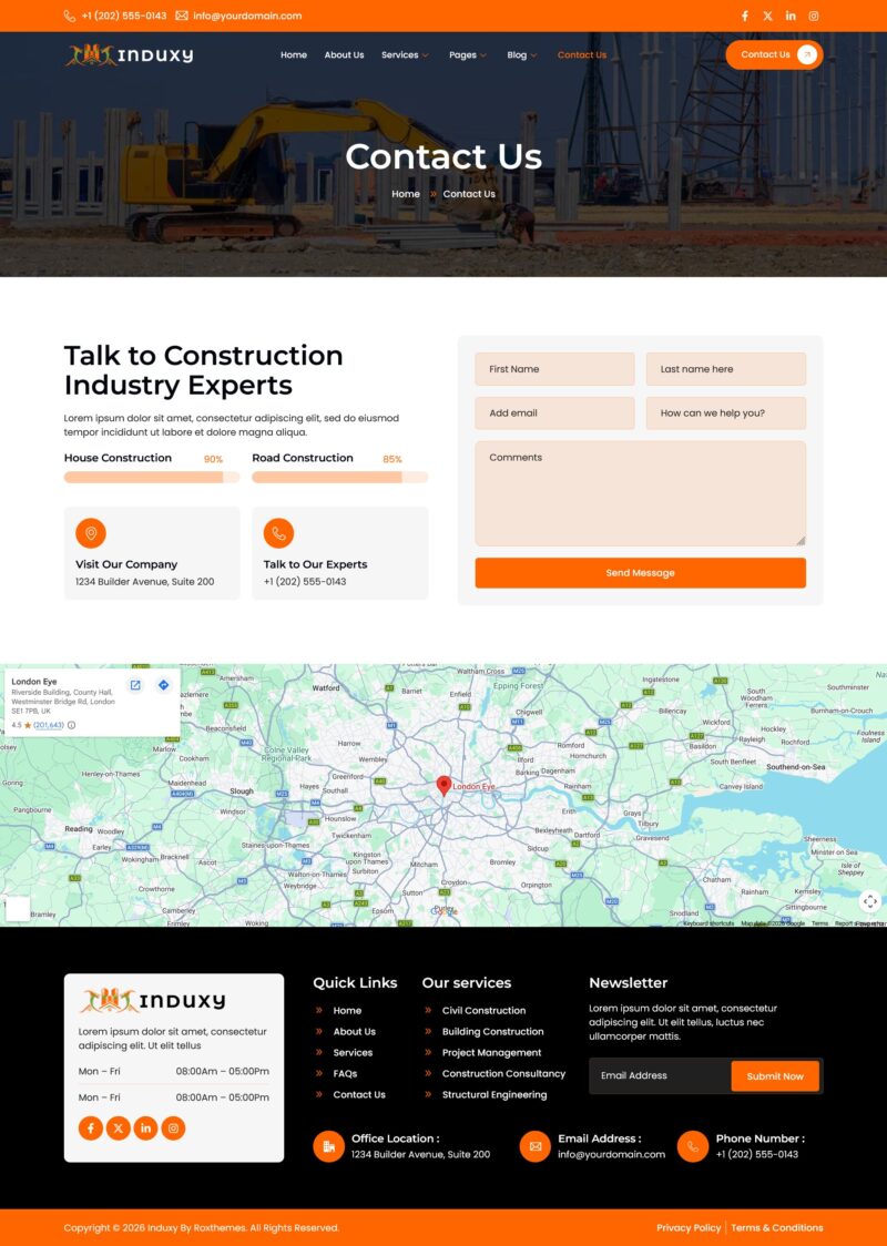 Contact Us — Induxy - Construction & Industry Elementor Template