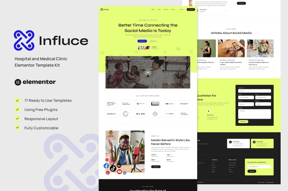 Influce - Marketing Agency & Influencer Elementor Template — Elementor template kit cover